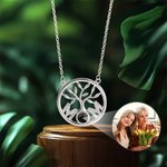 Personalised Mom Family Tree Adjustable Photo Projection Necklace Anniversary Birthday Gift for Women