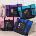 Gepersonaliseerde Cartoon Baas Dame Waterdichte Grote Draagtas met Naam en Mesh Zakken Reis Accessoires Verjaardag Verjaardagscadeau voor Vrouwen Werknemers