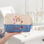 Borsa da toilette personalizzata con nome ampio spazio alla moda per uso quotidiano essenziale per viaggio regalo di compleanno per donne e ragazze