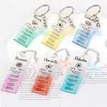 Personalized Gradient Blue Birth Flower Bible Verse Name Bookmark Keychain with Cross Charm Birthday Baptism Gift for Family Christian