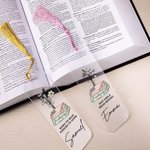 Gepersonaliseerde Geboorte Boek Boek Acryl Bladwijzer met Naam Tekst en kwastje Lezen Supplies Verjaardagscadeau voor boekenliefhebbers Bookworms