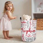 Personligt ordmoln namn tvättförvaringskorg med handtag badrum barnkammare dekoration inflyttning födelsedagspresent för familj barn