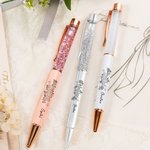 Personalised Set of 2 DNA Birth Flower Glitter Dynamic Liquid Sand Refillable Ballpoint Pen with Name Office Supplies Birthday Gift for Medical Staff