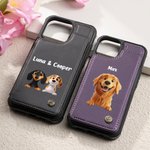 Personalized 3D Cartoon Dog Leather Flip Wallet Phone Case with Name and RFID Blocking Card Holder Birthday Gift for Dog Dad Dog Mom Pet Lovers