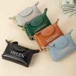 Personalised Mini Portable Leather Coin Wallet Cash Pouch with Text and Key Ring Bridal Shower Birthday Gift for Women