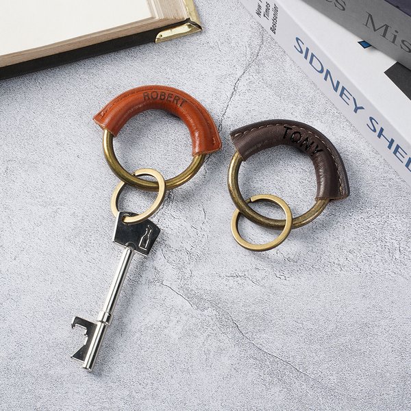 Personalised Simple Leather Keychain with Name Key Accessories Father's Day Mother's Day Birthday Gift for Men Women