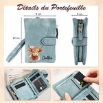 Portefeuille Tri-pli en Cuir Personnalisé avec Nom Porte-cartes de Vache Highland Cadeau d'Anniversaire Noël pour Femmes Amoureux d'Animaux