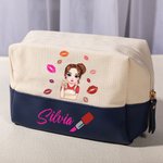 Borsa da toilette personalizzata con nome ampio spazio alla moda per uso quotidiano essenziale per viaggio regalo di compleanno per donne e ragazze