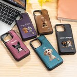 Personalized 3D Cartoon Dog Leather Flip Wallet Phone Case with Name and RFID Blocking Card Holder Birthday Gift for Dog Dad Dog Mom Pet Lovers