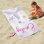 Henkilökohtainen Mermaid Tail Soft Quick Dry Beach pyyhe nimi Travel Essential Vacation syntymäpäivälahja tyttöä varten