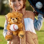 Personalised Sports Ball Cute Bear Soft Stuffed Plush Toy with Texts Valentine’s Day Birthday Gift for Boys Girls Sports Lovers
