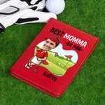 Personalised Best By Par Cartoon Face Photo PU Leather Golf Scorecard Holder with Name Competition Training Accessory Birthday Gift for Golf Lovers