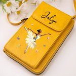 Henkilökohtainen baletti tyttö syntymä kukka PU nahka Crossbody laukku lompakko nimi ja korttipaikat Syntymäpäivä Dance Recital Team lahja baletti ystäville