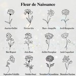 Collier Ovale Personnalisé avec Photo Fleur de Naissance et Initiale Gravés Cadeau d'Anniversaire de la Fête des Mères pour les Femmes