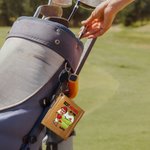 Personalised Cartoon Character Face Photo Leather Golf Towel with Name and Retractable Clip Portable Golf Accessories Birthday Gift for Golf Players