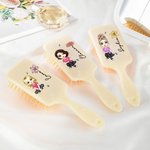 Personalized Birth Flower Cartoon Character Paddle Air Cushion Comb with Name and Handle Makeup Tool Birthday Wedding Party Gift for Women Girls