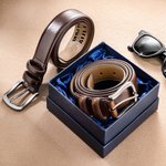 Personalisierter Vater Herren Leder Gürtel mit Namen Gravur Vatertag Geburtstag Geschenk für Papa Opa