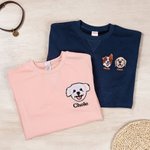 Personalized Embroidered Cartoon Dog Avatar 1-2 Photos T-shirt Sweatshirt Hoodie with Names Pet Party Birthday Gift for Cat Dog Pet Lovers