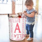 Personalized Initial Name Large Capacity Laundry Storage Basket with Handle for Bathroom Nursery Gift for Family Kids