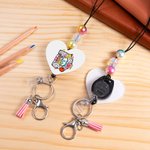 Libretto di matite personalizzato Iniziale maculata Cordino con perline con nome colorato Ritorno a scuola Regalo di apprezzamento del giorno dell'insegnante per l'insegnante educatore