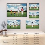 Personalized Cartoon Baseball Team Oil Canvas Painting with 1-9 Names and Text Wall Art Decor Father's Day Game Day Gift for Coach Player Family