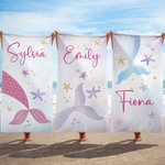 Henkilökohtainen Mermaid Tail Soft Quick Dry Beach pyyhe nimi Travel Essential Vacation syntymäpäivälahja tyttöä varten