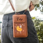 Henkilökohtainen baletti tyttö syntymä kukka PU nahka Crossbody laukku lompakko nimi ja korttipaikat Syntymäpäivä Dance Recital Team lahja baletti ystäville