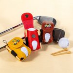Personalized Colourful Golf Cart  Design Golf Ball & Tee Holder Leather Pouch with Name and Belt Clip Sport Accessories Birthday Gift for Golf Players