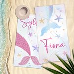 Henkilökohtainen Mermaid Tail Soft Quick Dry Beach pyyhe nimi Travel Essential Vacation syntymäpäivälahja tyttöä varten