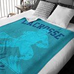 Personalized Silhouette Lacrosse Soft Throw Blanket with Name Home Decor Birthday Gift for Lacrosse Enthusiasts