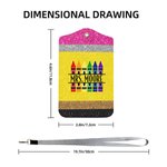 Personalized Faux Glitter Pencil Crayon Apple Name 20 oz Skinny Tumbler and Badge Holder Appreciation Back to School Gift for Teacher