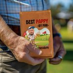 Personalised Best By Par Cartoon Face Photo PU Leather Golf Scorecard Holder with Name Competition Training Accessory Birthday Gift for Golf Lovers