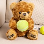 Personalised Sports Ball Cute Bear Soft Stuffed Plush Toy with Texts Valentine’s Day Birthday Gift for Boys Girls Sports Lovers