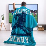 Personalized Silhouette Lacrosse Soft Throw Blanket with Name Home Decor Birthday Gift for Lacrosse Enthusiasts