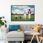 Personalized Cartoon Baseball Team Oil Canvas Painting with 1-9 Names and Text Wall Art Decor Father's Day Game Day Gift for Coach Player Family