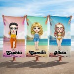 Personalisiertes Sommer Strand Cartoon Figur Strandtuch mit Namen Schnelltrocknend Sommer Reise Urlaub Essentials Geburtstag Geschenk für Damen