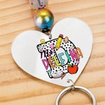 Libretto di matite personalizzato Iniziale maculata Cordino con perline con nome colorato Ritorno a scuola Regalo di apprezzamento del giorno dell'insegnante per l'insegnante educatore