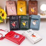 Henkilökohtainen baletti tyttö syntymä kukka PU nahka Crossbody laukku lompakko nimi ja korttipaikat Syntymäpäivä Dance Recital Team lahja baletti ystäville