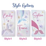 Henkilökohtainen Mermaid Tail Soft Quick Dry Beach pyyhe nimi Travel Essential Vacation syntymäpäivälahja tyttöä varten