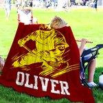 Personalized Silhouette Lacrosse Soft Throw Blanket with Name Home Decor Birthday Gift for Lacrosse Enthusiasts