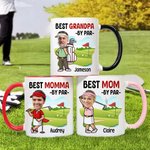 Personalized Cartoon Golf Character Pattern 11 oz Ceramic Mug with Name and Photo Home Kitchen Decor Father's Day Birthday Gift for Golf Lover