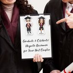 Henkilökohtainen Grad Cap Cartoon Graduate Graduate Magneettinen kirjanmerkki Clip nimellä Lukeminen tarvikkeet Valmistuminen syntymäpäivälahja kirjan ystäville Kirjamatoja