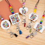 Libretto di matite personalizzato Iniziale maculata Cordino con perline con nome colorato Ritorno a scuola Regalo di apprezzamento del giorno dell'insegnante per l'insegnante educatore