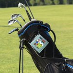 Personalised Cartoon Character Face Photo Leather Golf Towel with Name and Retractable Clip Portable Golf Accessories Birthday Gift for Golf Players