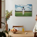 Personalized Cartoon Baseball Team Oil Canvas Painting with 1-9 Names and Text Wall Art Decor Father's Day Game Day Gift for Coach Player Family