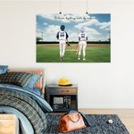Personalized Cartoon Baseball Team Oil Canvas Painting with 1-9 Names and Text Wall Art Decor Father's Day Game Day Gift for Coach Player Family
