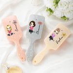 Personalized Birth Flower Cartoon Character Paddle Air Cushion Comb with Name and Handle Makeup Tool Birthday Wedding Party Gift for Women Girls