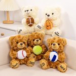 Personalised Sports Ball Cute Bear Soft Stuffed Plush Toy with Texts Valentine’s Day Birthday Gift for Boys Girls Sports Lovers