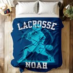 Personalized Silhouette Lacrosse Soft Throw Blanket with Name Home Decor Birthday Gift for Lacrosse Enthusiasts
