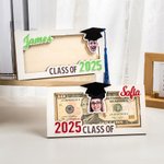 Personalized Graduation Cap Photo Wooden Money Holder with Name and Year Class of 2025 Graduation Gift for Graduates